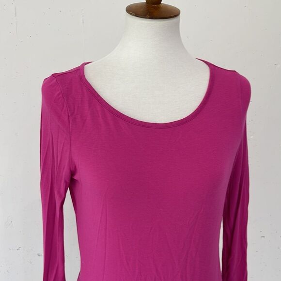 BCBG Generation magenta fuchsia pink long sleeve scoop neck tunic dress small - Picture 3 of 9